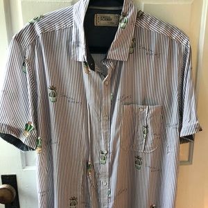 Men’s Free Planet seersucker succulent button polo